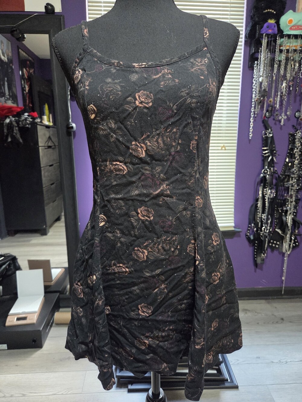 Thorn & Fable Hot Topic Rodents & Roses Cami Dress S Goth Emo Punk Rat Print